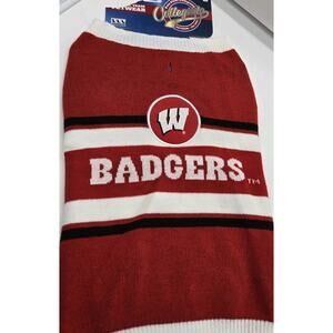 NCAA WISCONSIN BADGERS DOG SWEATER LARGE Licensed NEW! Red